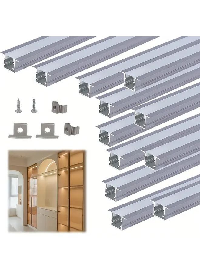 12pcs Black Aluminum LED Profile System 50cm 19 69in Easy Tool Free Installation - Image 4